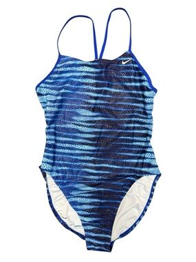 Nike Womens One Piece Swimsuit Bathing Suit Blue US 12 NEW NWT